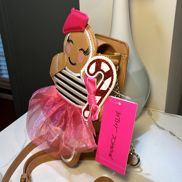 Betsey Johnson Gingerbread XO CAN CAN Girl Crossbody Bag Christmas Multi NWT - Picture 8 of 14